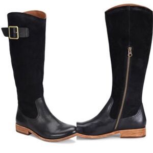 Kork-Ease Rue Black Suede & Leather Knee High Flat Heel Boot Size 6